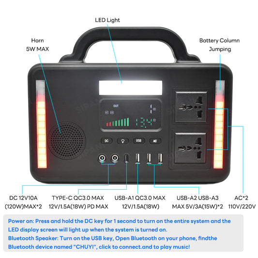 Hot Sale 300W Portable Lithium Battery Power Supply Outdoor Wireless Remote MPPT Charging RV Port Jump Starter RHemote Control