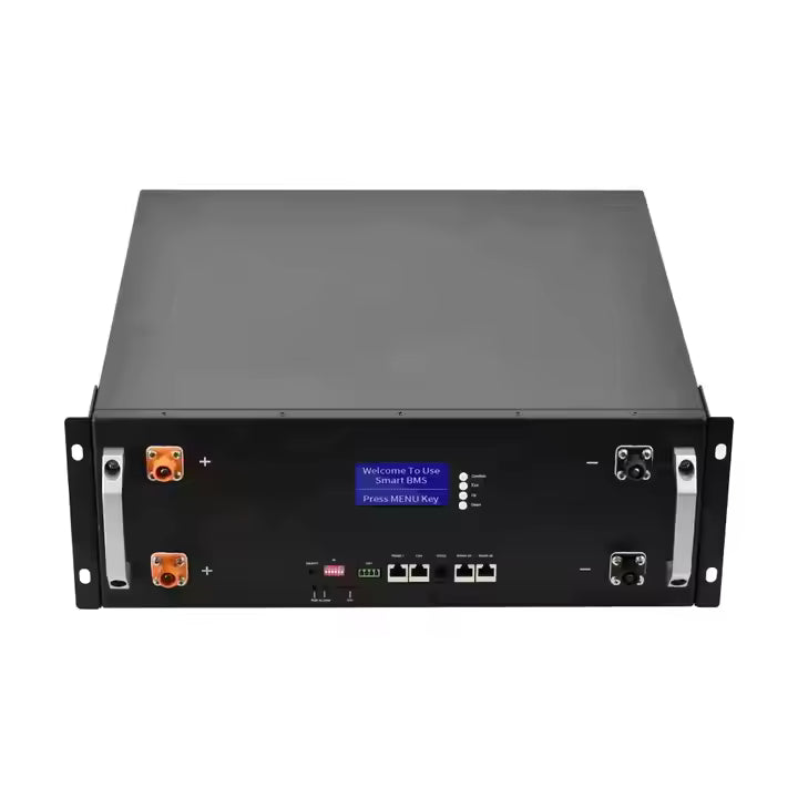48V Solar Energy Storage Lithium Ion Battery Module with Hybrid Grid Connection CAN Communication Port and Server Rack
